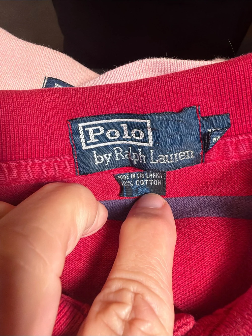 Ralph Lauren Red Polo with Navy Stripes and Yellow Pony